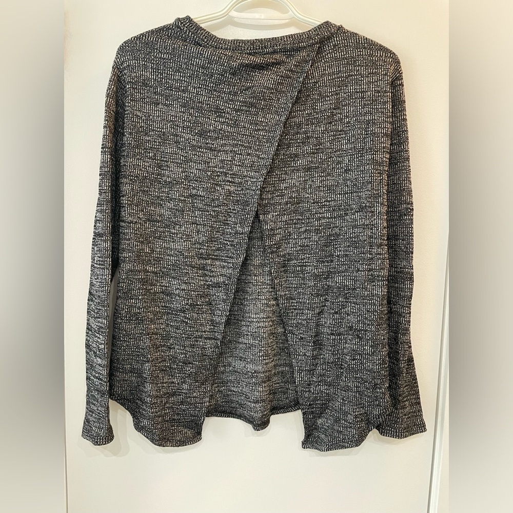 Seven Sisters Dark Grey Long Sleeve Open Back Top - size S